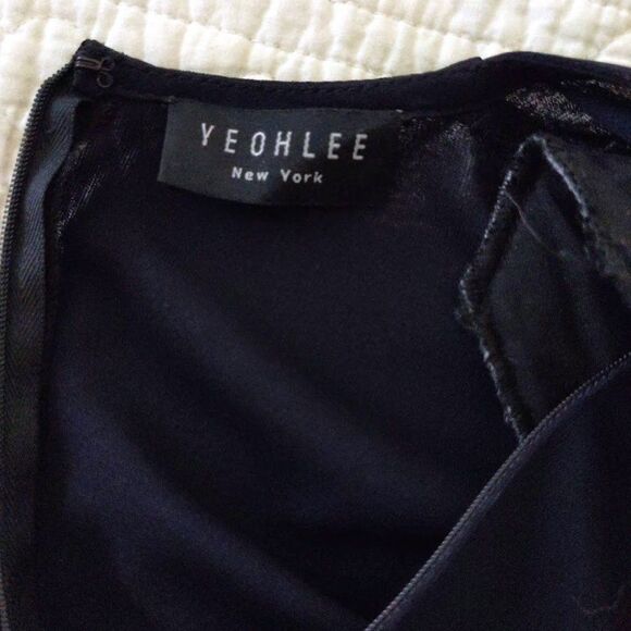 Vintage Yeohlee New York Tunic Blouse Navy Blue Shoulder Pads Size Large - Picture 8 of 14